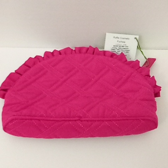 Vera Bradley ruffle quilted cosmetic fuchsia bag - Picture 4 of 8